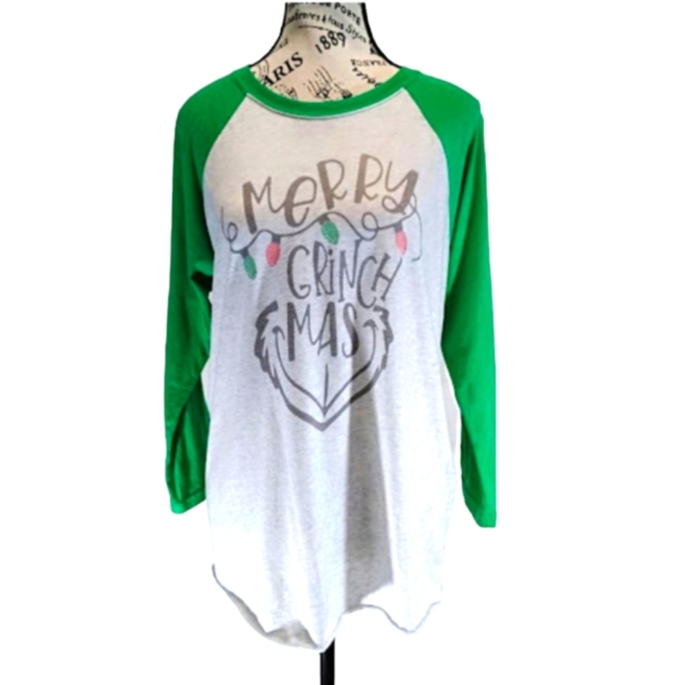 Next Level Raglan Sleeve Graphic Christmas‎ Tee Size M